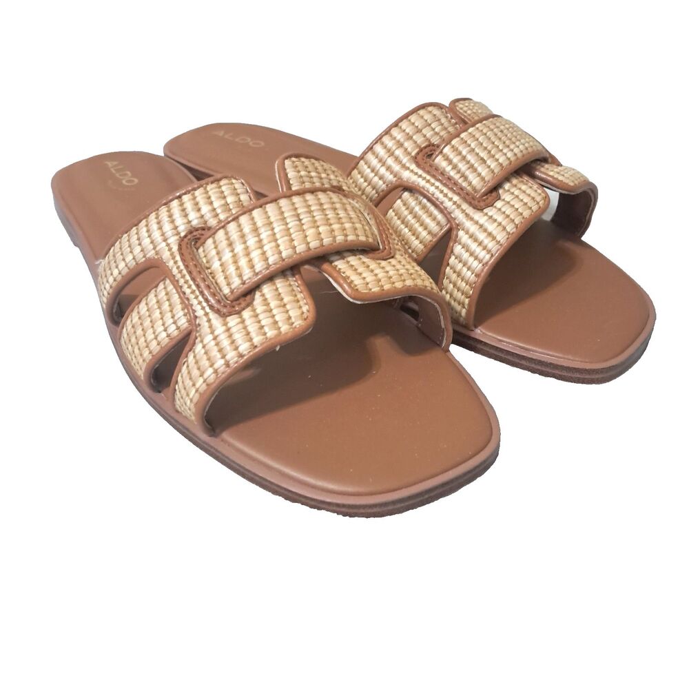 ALDO Slide Sandals Womens Size 11 Open Toe Natural Tan Pillow Walk Flex Elenaria